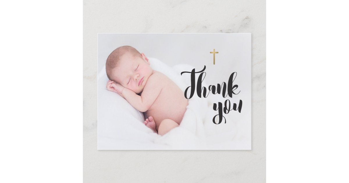 Personalized Baby Christening Thank you Photo Postcard Zazzle