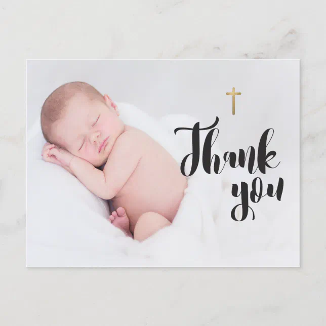 Personalized Baby Christening Thank you Photo Postcard Zazzle