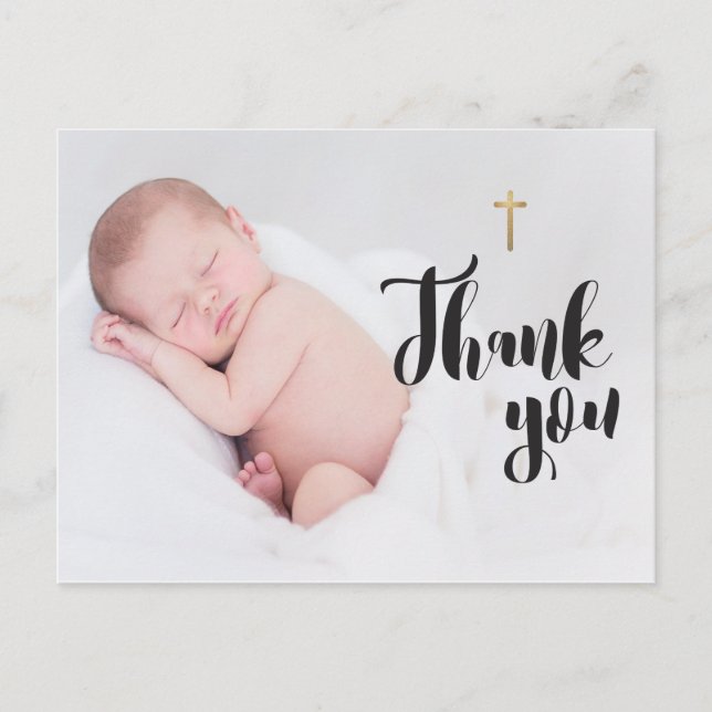 Personalized Baby Christening Thank you Photo Postcard (Front)