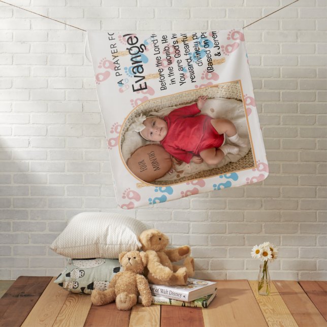 Personalized Baby Christian Prayer Keepsake Baby Blanket (In Situ)