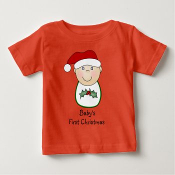 Personalized Baby Christmas T-shirt by holiday_tshirts at Zazzle