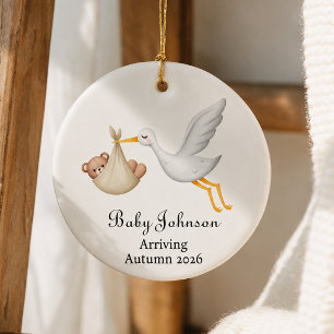 Personalized Baby Coming Soon Christmas Ceramic Ornament