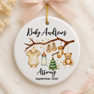 Personalized Baby Coming Soon Christmas Ceramic Ornament