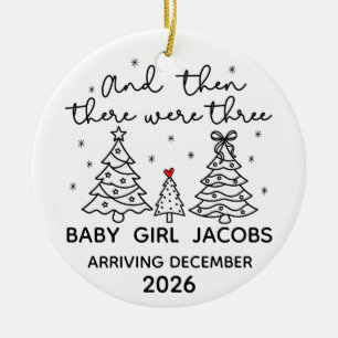 Personalized Baby Coming Soon Family of Three Ceramic Ornament
