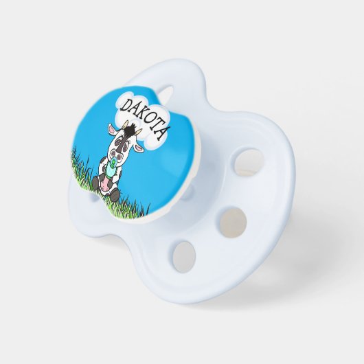 Personalized Baby Cow Baby Boy Pacifier (Front Right)