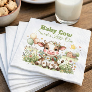 Personalized Baby Cow Baby Shower Invitation Sign Napkins