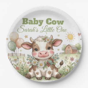 Personalized Baby Cow Baby Shower Paper Plates