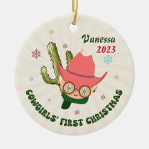 Personalized Baby Cowgirl First Christmas