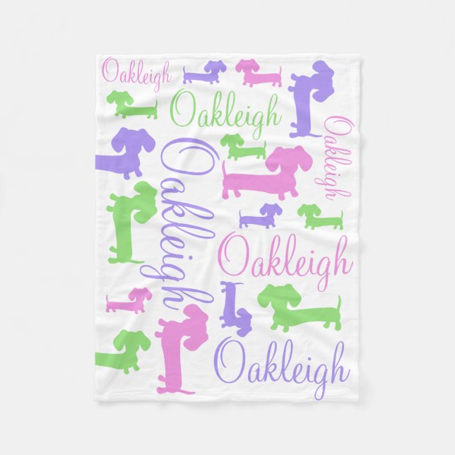 Personalized Baby Dachshund Wiener Dog Blanket (Front)