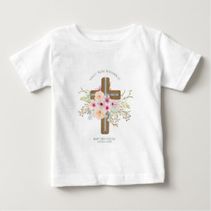 Personalized BABY Dedication Floral Cross T-Shirt