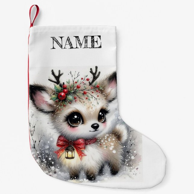 Personalized Baby Deer Small Christmas Stocking (Front)