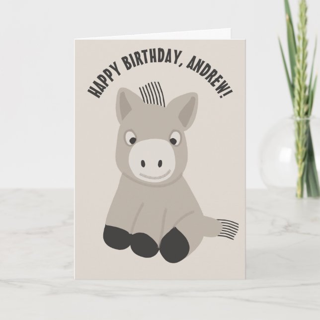 Personalized Baby Donkey Birthday Card (Front)