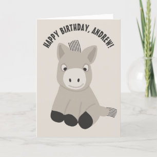 Personalized Baby Donkey Birthday Card