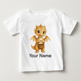 Personalized Baby Dragon Holding Wooden Basket T-Shirt