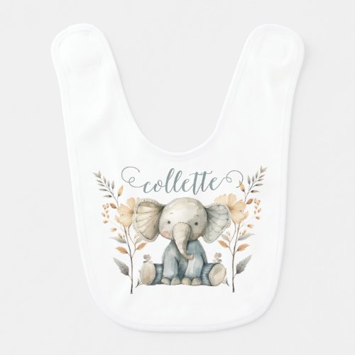 Personalized Baby Elephant Baby Bib