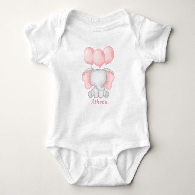 Personalized  Baby Elephant Baby Bodysuit (Front)