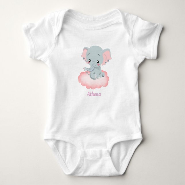 Personalized Baby Elephant  Baby Bodysuit (Front)