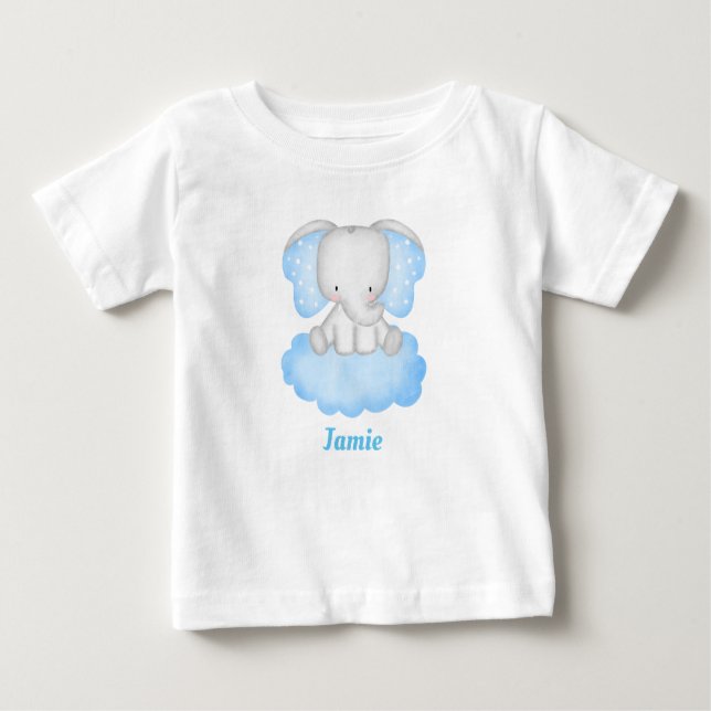 Personalized  Baby Elephant Baby T-Shirt (Front)