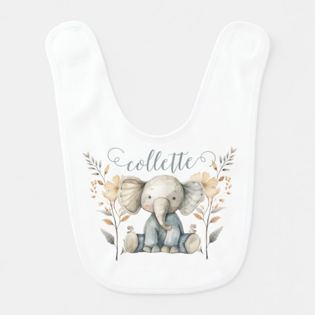 Personalized Baby Elephant Bib (Front)