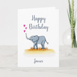 Personalized Baby Elephant Birthday Card