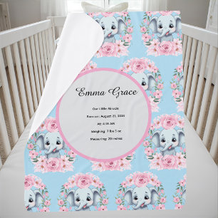 Personalized Baby Elephant Blanket with Name