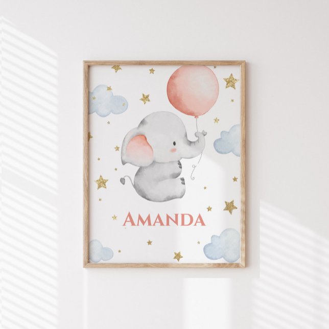 Personalized Baby Elephant Custom Name Poster (Creator Uploaded)