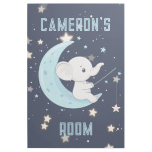 Personalized Baby Elephant Fishing 4 Stars Poster 