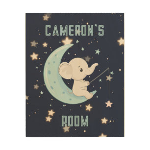 Personalized Baby Elephant Fishing 4 Stars Poster 