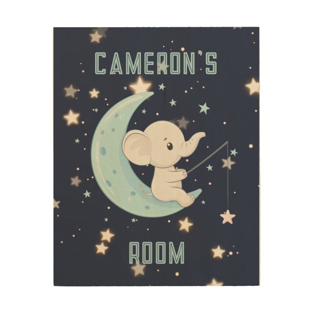 Personalized Baby Elephant Fishing 4 Stars Poster  (Front)
