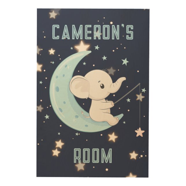 Personalized Baby Elephant Fishing 4 Stars Poster  (Front)