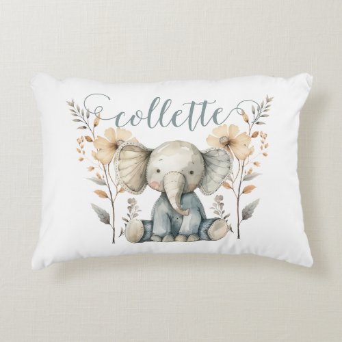 Personalized Baby Elephant Nursery Accent Pillow