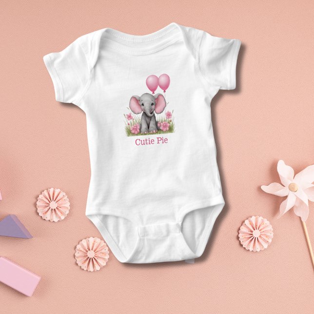 Personalized Baby Elephant Pink Baby Shower Gift Baby Bodysuit (Personalized Pink Gray Baby Elephant Baby Body Suit. Baby shower gift, Gift for new baby girl)