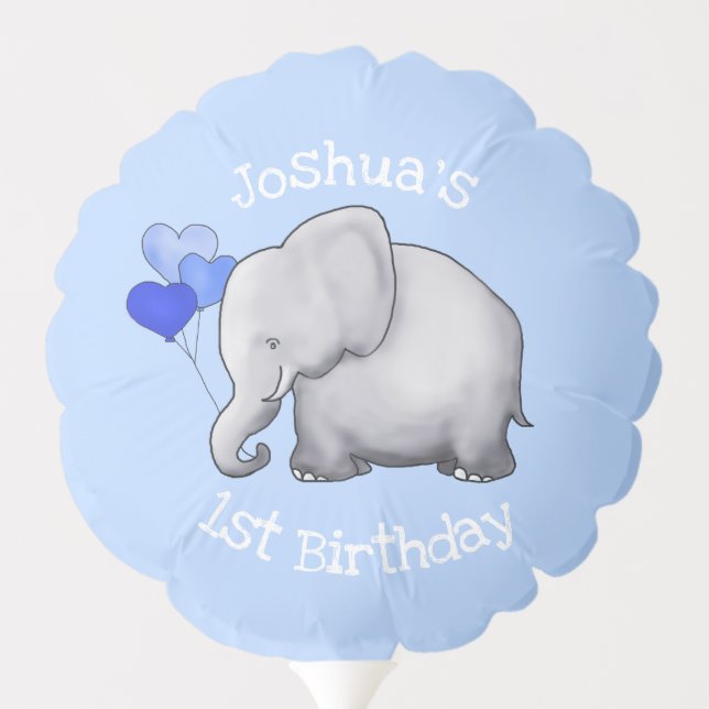 Personalized Baby Elephants1st Kid Birthday Party Balloon (Back)
