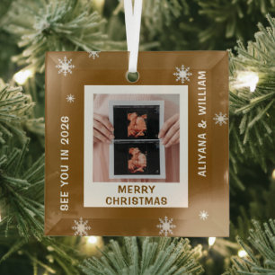 Personalized Baby Expecting Pregnancy Christmas Glass Ornament