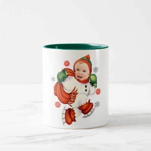 Personalized Baby Face Photo Chubby Santa Two_Tone Coffee Mug