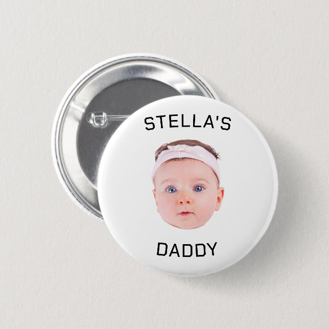 Personalized Baby Face Photo Dad Gift Button (Front & Back)