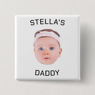 Personalized Baby Face Photo Dad Gift Button