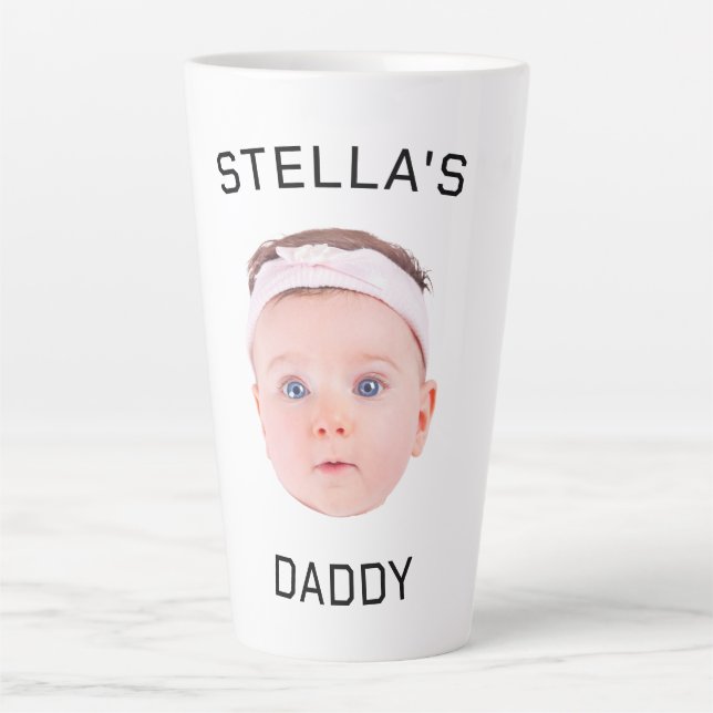Personalized Baby Face Photo Dad Gift Latte Mug (Front)