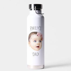 Personalized Baby Face Photo For New Dad Water Bottle