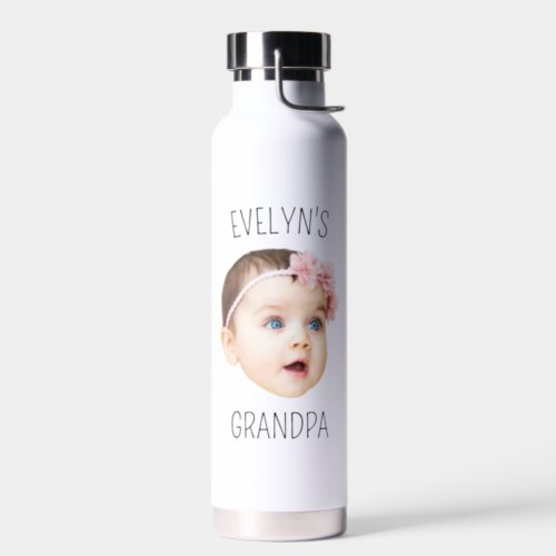 Personalized Baby Face Photo For New Grandpa Water Bottle