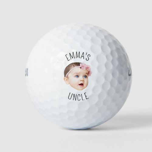 Personalized Baby Face Photo For New Uncle Golf Balls