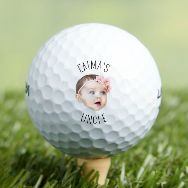 Personalized Baby Face Photo For New Uncle Golf Balls (Creator Uploaded)