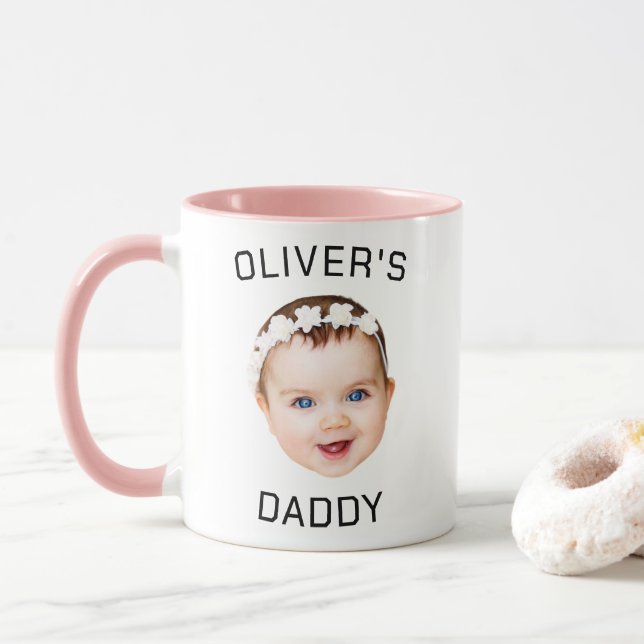 Personalized Baby Face Photo Mug For Dad (With Donut)