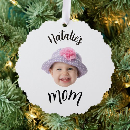 Personalized Baby Face Photo Name New Mom  Ornament Card
