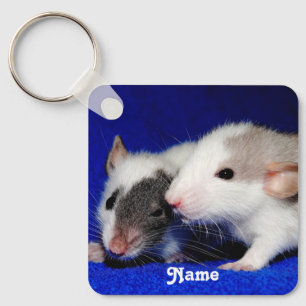 Personalized Baby Fancy Pet Rat Pups Keychain