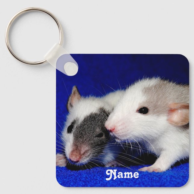 Personalized Baby Fancy Pet Rat Pups Keychain (Front)
