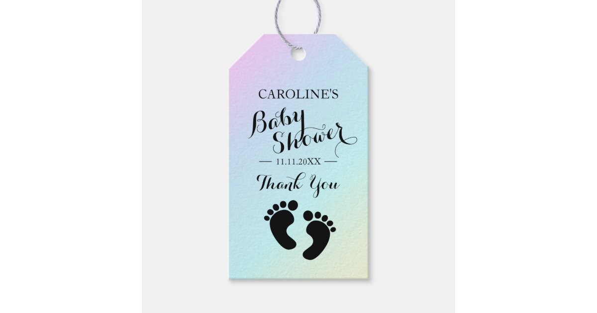 Personalized Baby Feet Boy Girl Baby Shower Gift Tags Zazzle Com