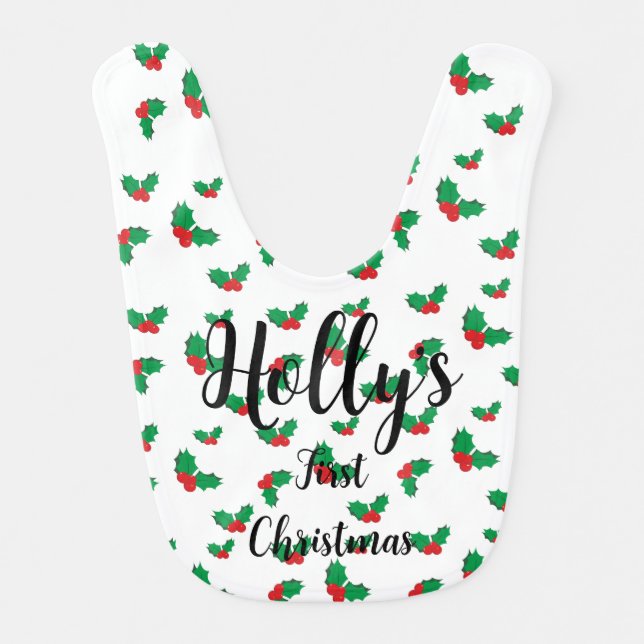 Personalized Baby first Christmas Bib (Front)