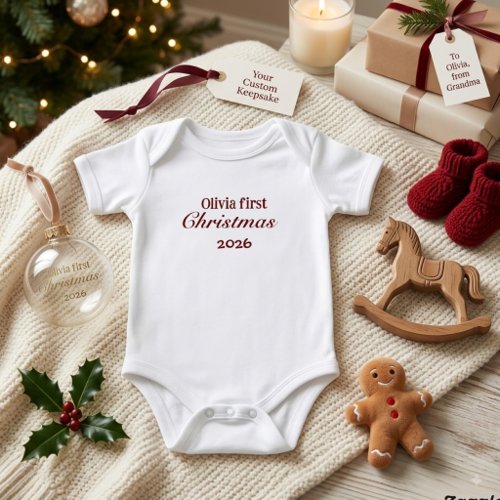 Personalized Baby First Christmas Bodysuit 2026