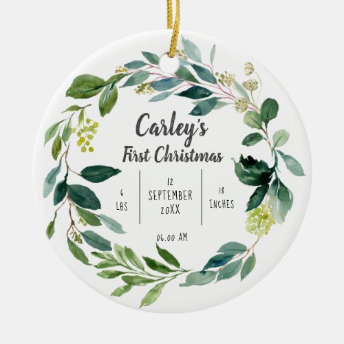 Personalized Baby First Christmas Ceramic Ornament